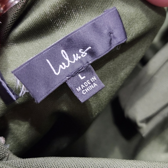 Lulus Celebratory Love Olive Green Mesh Ruched Halter Maxi Dress L Wedding Party - Picture 10 of 10